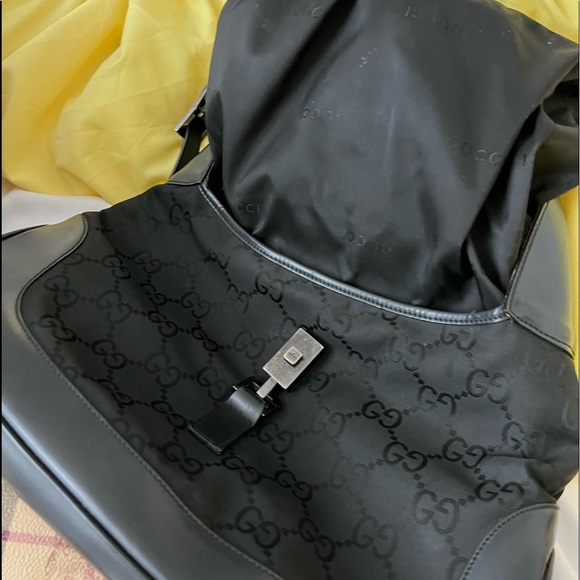 π₯π₯πππ«VINTAGE GUCCI JACKIE KENNEDY Bag Black Canvas/Leather ππππ - Picture 13 of 16